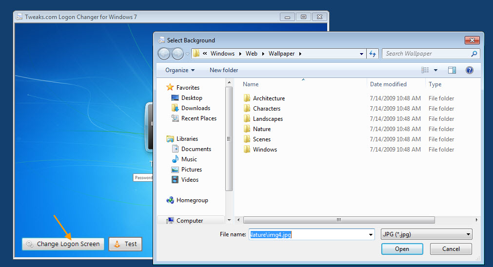 change windows 7 logon background picture
